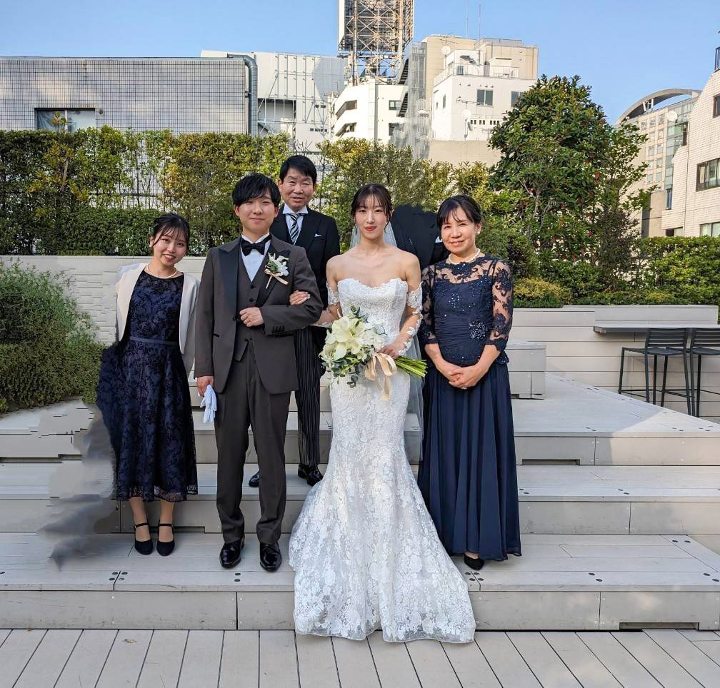 実際の結婚式 母親 フォーマルドレスL064ネイビー